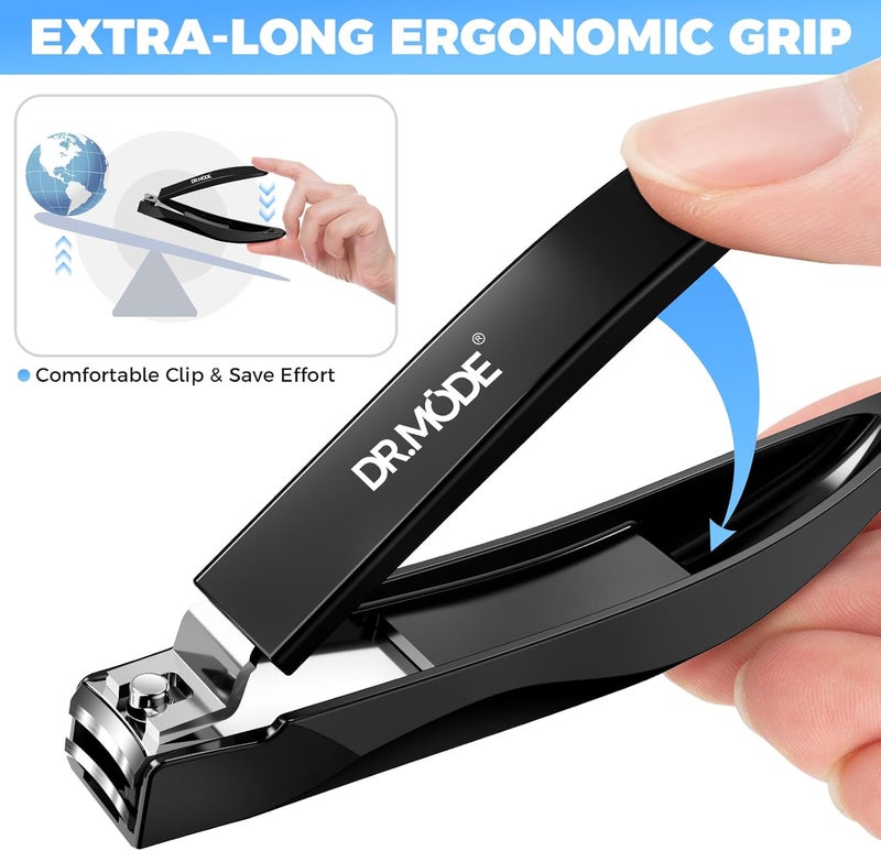 DRMODE Nail Clippers for Men with Catcher, Anti Splash Self-Collecting Finger Nail Clippers Adult with Ergonomics Long Handle, Heavy Duty Mess Free Toenail Clippers Nail Cutter Unique Gifts for Women - Image 2